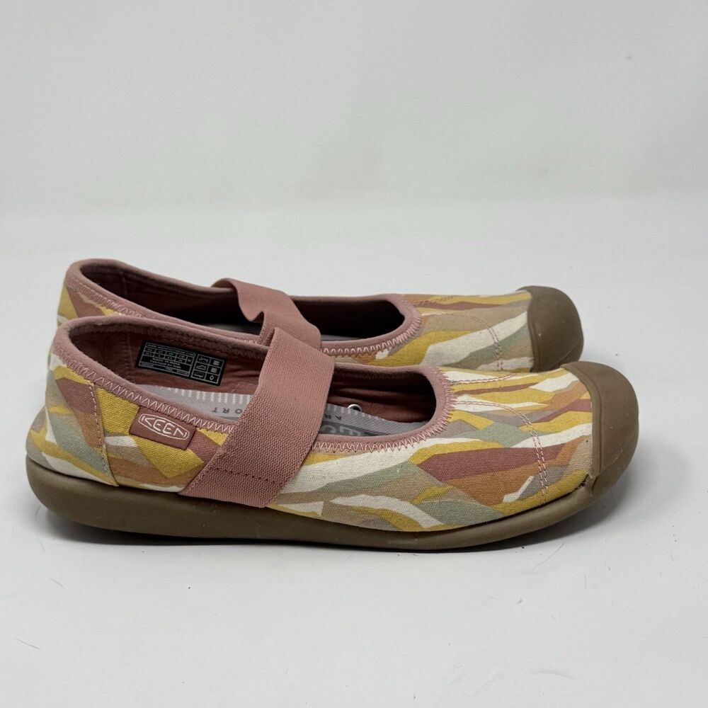 Keen Sienna Mary Jane Shoes Womens 9 Brick Dust Birch Abstract Canvas Flats